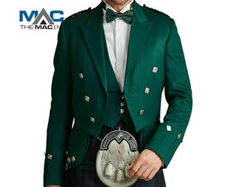 Custom Made Highland Wedding Kilts Jackets | Scottish Regulation Doublet Kilt Jacket With 3 Buttons Vest