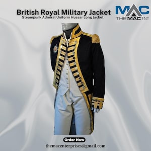 British Royal Navy Vice Admiral Military Jacket | Officer Tunic Uniform | Steampunk Navy Costume