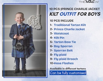 10 Pcs Kilt Set for Kids | Traditional Highland Kilt in various Tartans and Accessories