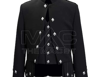 Scottish Regulation Doublet Kilt Jacket With 5 Buttons Vest | Custom Made Highland Wedding Kilts Jackets