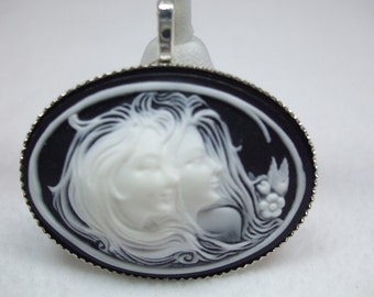 Sisters, Friends, Mother and Daughter Vintage Cameo Necklace  Pendant Reproduction  Chain Included with Pendant