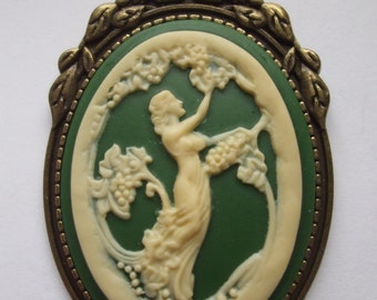 Italian Lady Cameo Picking Grapes Demeter Goddess of the Harvest Cameos 40mm x 30mm