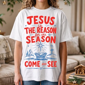 Weihnachts-Shirt mit dem Aufdruck „Jesus ist der Grund“ – Christliche Kleidung aus 100 % Baumwolle