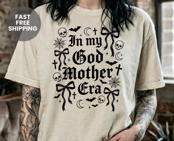 Goth Godmother Shirt, 100% Ring-Spun Cotton Relaxed Fit Dark Academia Tee