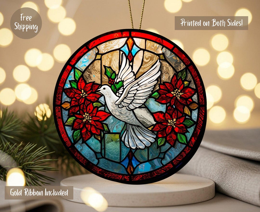 Stained Glass Dove Ceramic Ornament: Religious Christmas Decor - Etsy