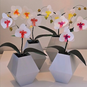 Vaso di orchidee, fiore di carta, decorazione d'interni, regali originali, tavola di nozze, compleanno