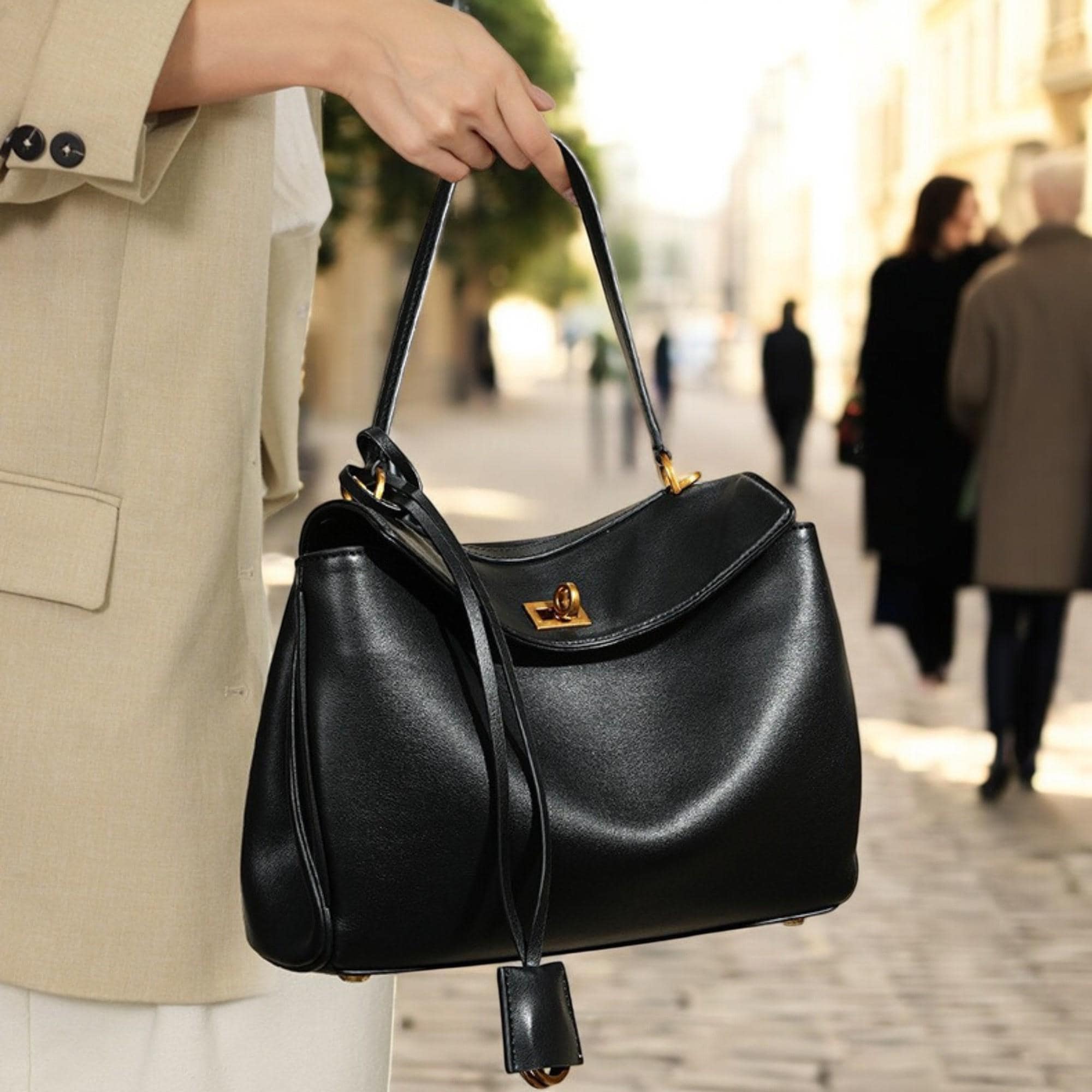 Large Leather Tote Bag, Soft Minimalist Shoulder Bag, Women's Leather Handbag, Everyday Tote, Elegant Leather Shoulder Bag,Commuter Tote Bag