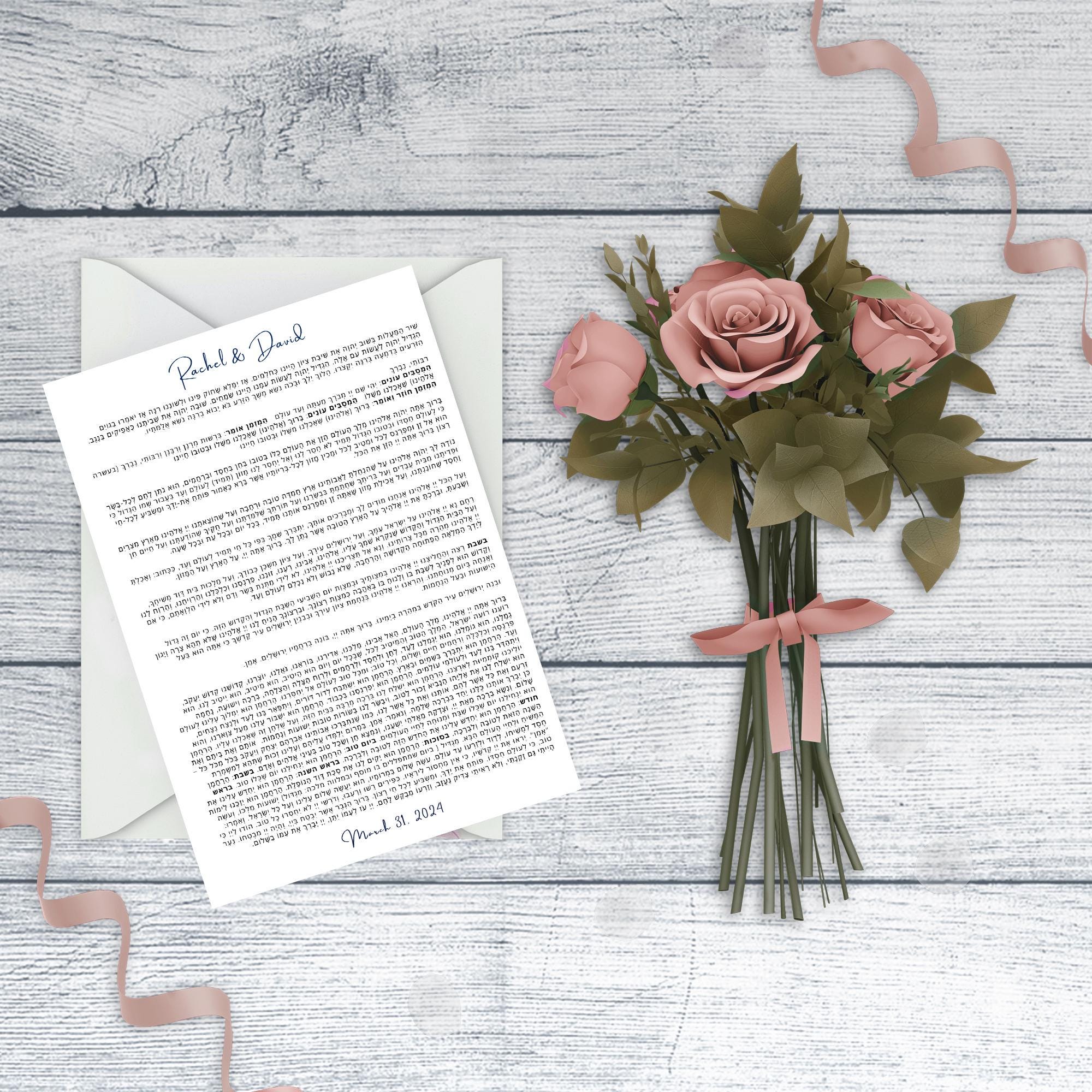 Personalized Event Birkat Hamazon, Transliterated Bencher Template ...