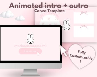 YouTube Animierte Intro + Outro Canva Vorlage | YouTube-Vorlage | YouTube Branding | YouTube Miniatur | Minimalistische Ästhetik