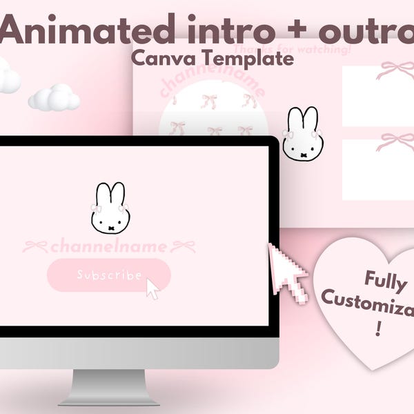 YouTube Animated Intro + Outro Canva Template | YouTube template | YouTube Branding | YouTube Thumbnail | Minimalist Aesthetic