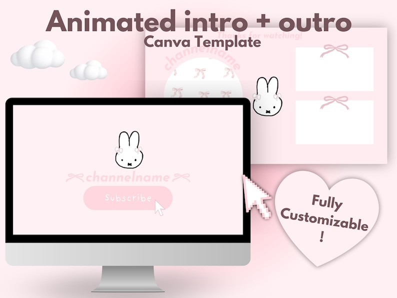 Youtube Animated Intro + Outro Canva Template | Youtube Template ...