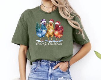 Merry Chickmas Shirt, Chicken Christmas T-Shirt, Xmas Chicken Shirt, Funny Christmas Shirt, Merry Christmas Shirt, Animals Christmas Tee