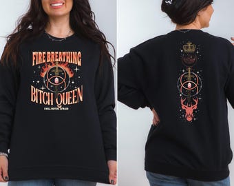 Fireheart Queen Aelin Sweatshirt, The Thirteen Shirt, Throne Of Glass Fire Breathing Bitch Queen Sweatshirt, Book Lovers Gift Hoodie
