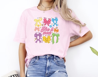 She is Mom Coquette T-Shirt, Mother's Day Shirt, Gift For Mom, Mom Life Shirt, Cute Mom Coquette Shirt, Mom Shirt, Cute Mom Shirt