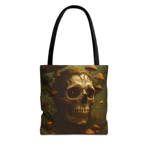 Gothic Skull Tote Bag – Spooky Horror Tote for Halloween, Goth Gift for Him or Her, Dark Academia Aesthetic, Witchy Shopping Bag