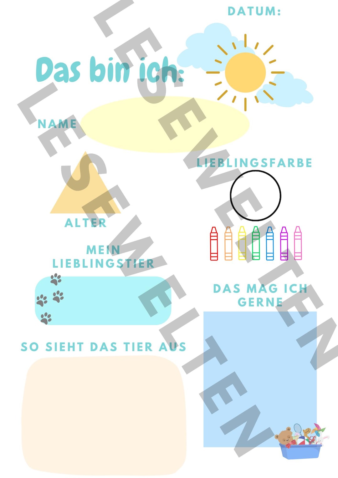 Kita Portfolio Vorlage: Das Bin Ich - Etsy