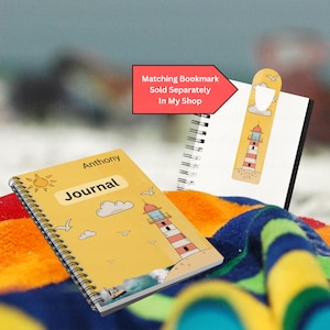 Custom Beach Themed Journals, Coastal Sea Life Gift For Son Daughter, Personalized Ocean Lovers Poem Notebook Diary, Summer Journal For Kids