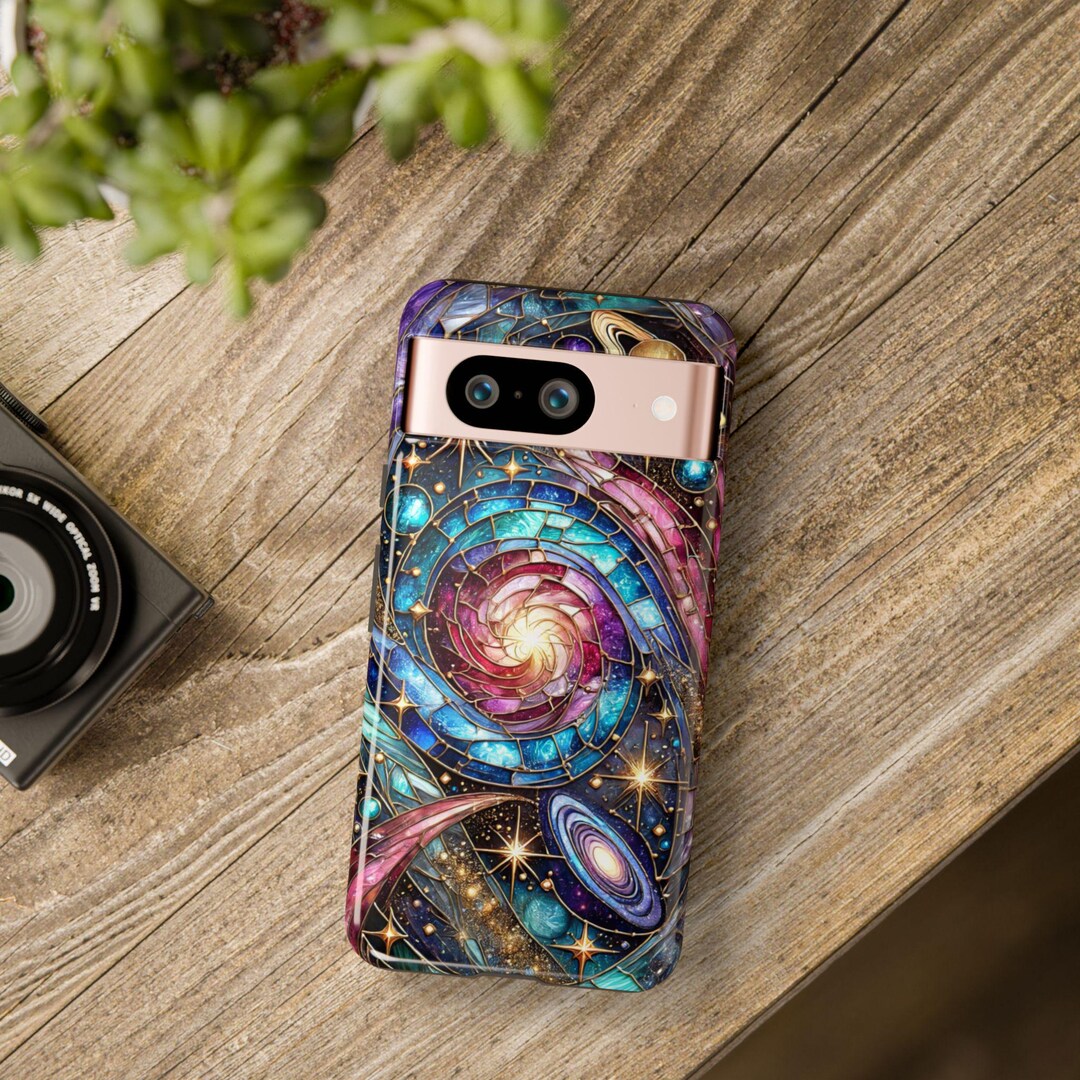 Celestial Planet Stained Glass Android Case Cosmic Swirl Design Tough ...