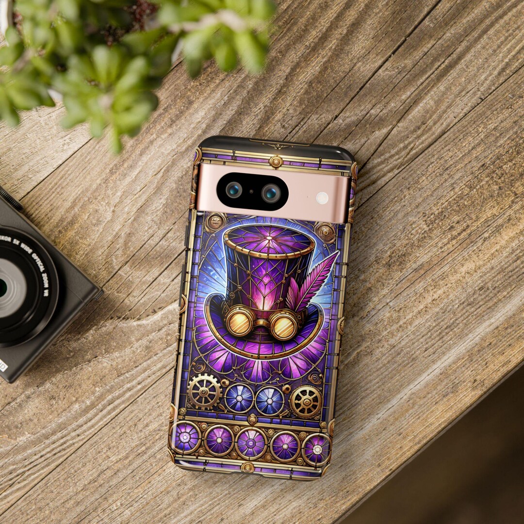 Stained Glass Steampunk Android Case Purple Top Hat Purple Stained ...