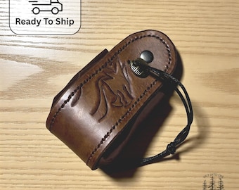 Brown Leather Dragon Dice Pouch: RPG Gamer Pouch Coin Trinket Purse