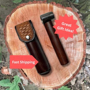 Scotch Eyed Wood Auger with Leather Sheath, Manual Auger Wood Drill,  Bushcrafter Survival Tool, Camping Tool, Wood Stake and Hole Drill