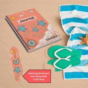 Custom Beach Themed Journals, Coastal Sea Life Gift For Son Daughter, Personalized Ocean Lovers Poem Notebook Diary, Summer Journal For Kids