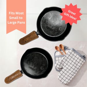 Fundas para mangos de sartén, hechas a mano en cuero, resistentes al calor, de hierro fundido rústico, regalo para cocineros de mi esposa.