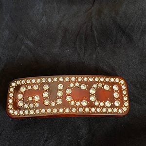 Vintage Authentic Gucci Hair Clip Brown Stones