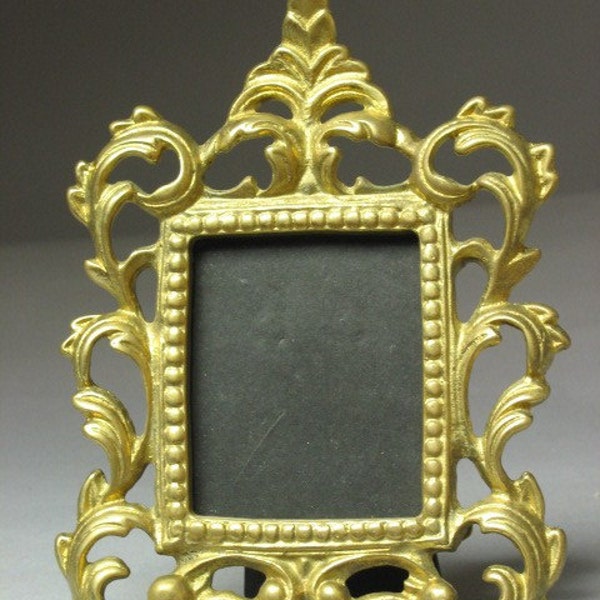 RESERVED for N --- 1980s Miniature solid brass picture frame