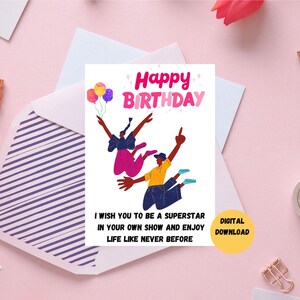 Fun and Colorful Digital Birthday Card, Greeting card, Digital card, Printable card, Handmade card ,Personalized card , Instant download