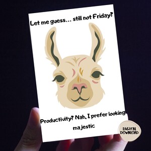 Serious Llama Digital Card – Funny Work Quote Printable, Sarcastic Llama Art, Office Humor Gift, Unique  cards, Cute card with animals