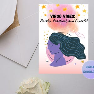 Virgo Vibes: Earthy, Practical, and Powerful – Digital Printable Zodiac Greeting Card for Virgo Birthdays, Astrology Lovers, Printable Card