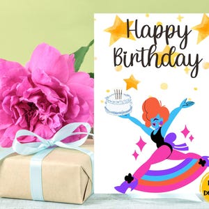 Funny Birthday Card Digital Download, Printable Birthday Card for Best Friend, Cute Birthday Card with Funny Illustration,  E-Card for Women
