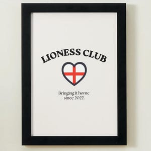 Lioness Club Wall Art, Downloadable Digital Print, England Lionesses Decor, Gift for Football Fans, Girls Football Room Art