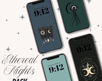 Ensemble de papiers peints éthérés pour téléphone, énergie mystique sombre