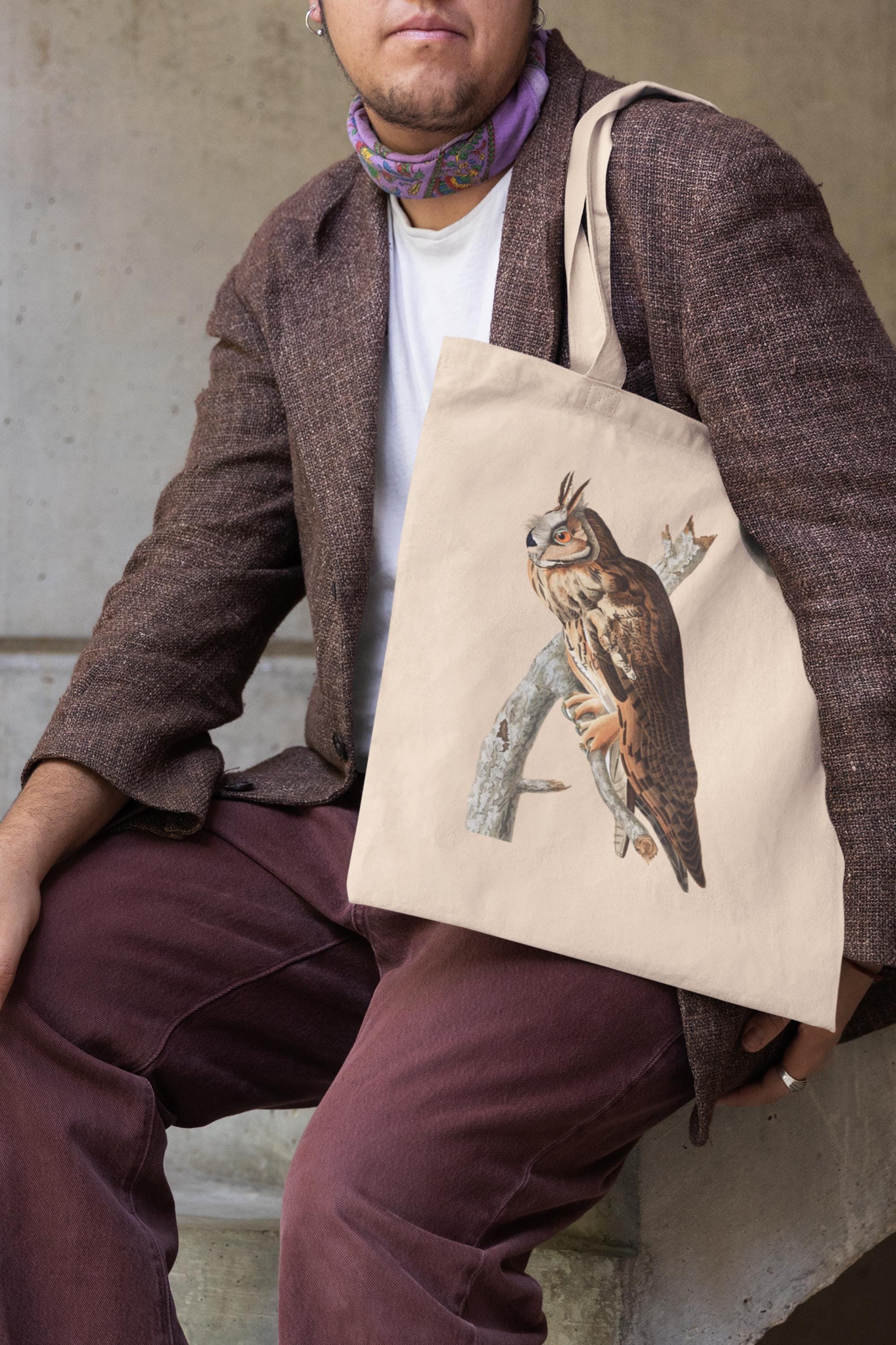 Owl Moon Cotton Tote Bag, Nocturnal Owl Eco-Friendly Shopping Bag, Night Owl Tote Bag, Audubon Bird