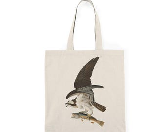 Osprey Fisherman Tote Bag, Eco-Friendly Carryall for Bird Lovers, JJ Audubon Bird Print Tote Bag, Natural Born Fisherman Cotton Tote Bag