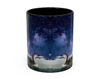 Nature-Themed Coffee Mug, Starry Night Loon Print, Perfect Gift for Nature Lovers, Birdwatching, Outdoor Enthusiasts, Cozy Moments, Home
