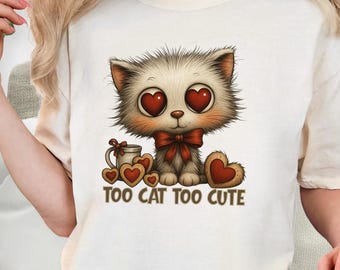 Heart Eyes Cat Shirt, Comfort Colors Valentine Cat Lover Gift