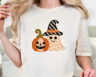 Floral Pumpkin Shirt,Comfort Colors Halloween Floral Ghost Outfit