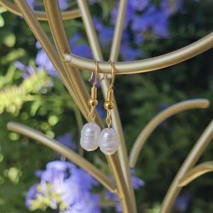 Dangling Freshwater Pearl Earrings/Stainless Steel
