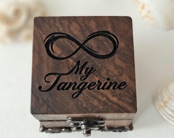 Personalized Gothic Engagement Ring Box | Wooden Proposal Ring Box, Art Deco Custom Ring Bearer