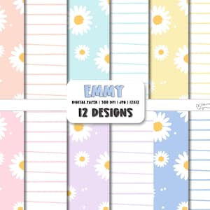 Gänseblümchen Nahtloses Papier | Floral Digital Paper Pack | Schmetterling Blumenmuster | Blumen Scrapbook Papier | Aquarell Blumenpapier