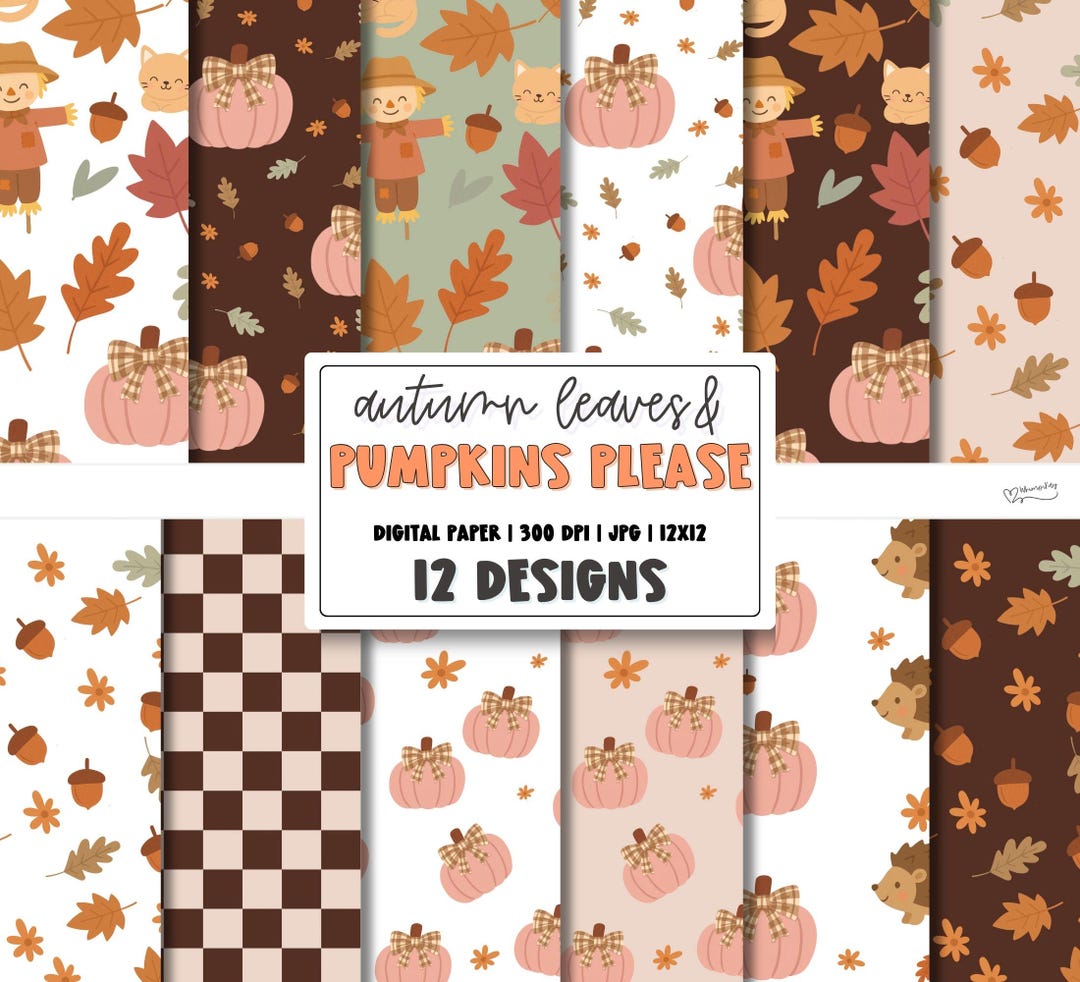 Mooday Fall Leaves | Pumpkins Seamless Pattern | Cute Ghost Paper ...