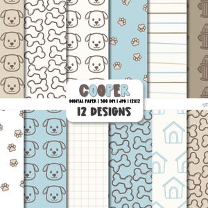Digitaal afdrukbaar papier met hondenthema | Digitaal papier hond puppy | Papieren verpakking Dog Lover | Inslagpapier | Hondenplakboekpapier dierenpapier