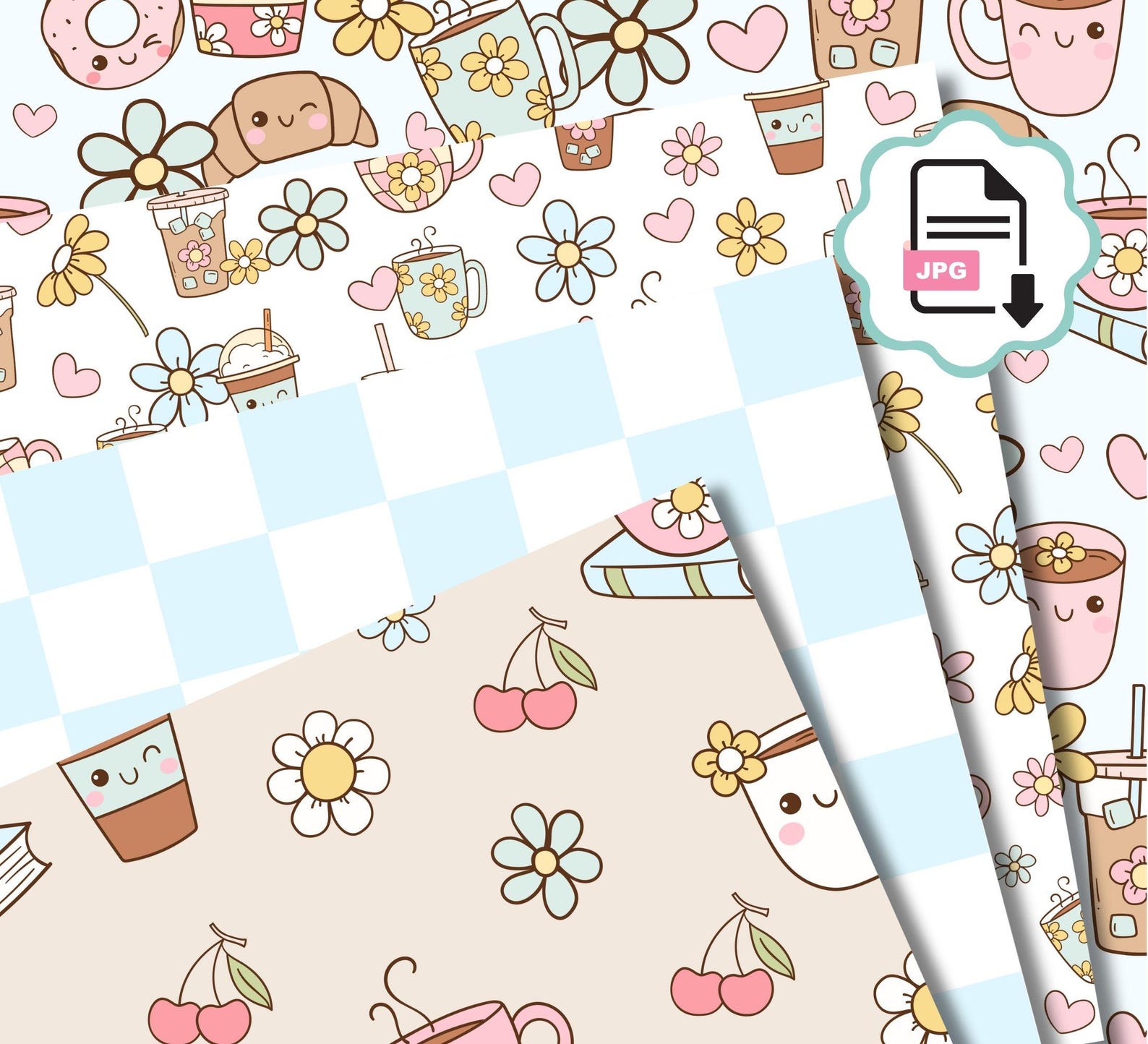 Cafe Rapper Paper With Pattern Coffee Themed Paper | Girly Coffee Digital PATTERN | Seamless Coffee ...