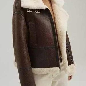 Womens B3 Bomber Brown RAF Aviator Shearling Fur Real Leather Jacket  Shearling Aviator Handmade Coat Faux fur Personalised Gift For Her