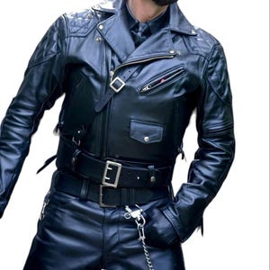 Men&#39;s Quilted Nubuck Leather Motorcycle Jacket: Bluff Biker Style