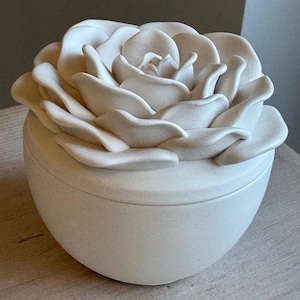 Jesmonite Rose Trinket Pot: Neutral Jewelry Bowl, Home Decor