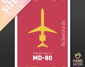 MD-80 Poster (US Sizes) | Classic Jet Aircraft Art | Minimal Aviation Wall Decor | Airplane Print